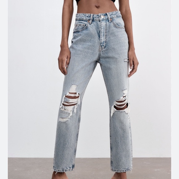 Zara Denim - ZARA Ripped Mom Jeans